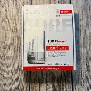 ARRIS SURFboard SB6190 DOCSIS 3.0 32 x 8‎ Gigabit Cable Modem 1 Gbps Open Box